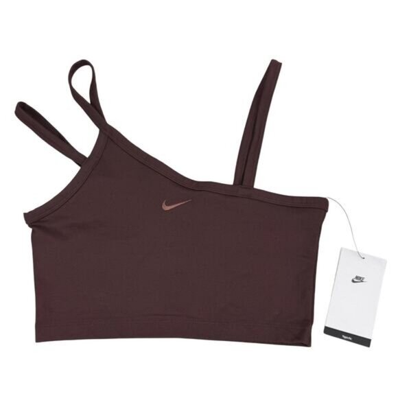 Nike Women's Sportswear Everyday Modern Asymmetrical Crop Tank Top In Brown - Picture 2 of 5